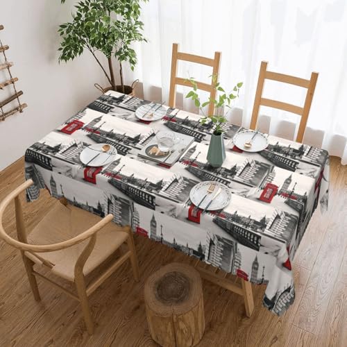 PQruop Elegante rechteckige Tischdecke mit Londoner Straßendruck, perfekt für Ess-, Picknick-, Kamin- und Partytische von PQruop