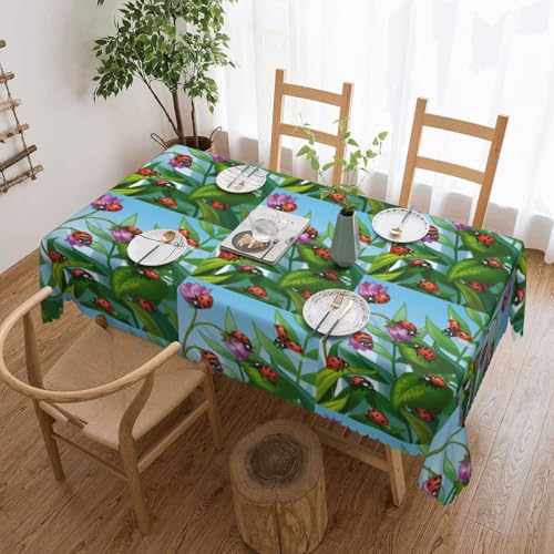 PQruop Elegante rechteckige Tischdecke mit Marienkäfer-Druck, perfekt für Esszimmer, Picknick, Kamin und Partytische von PQruop