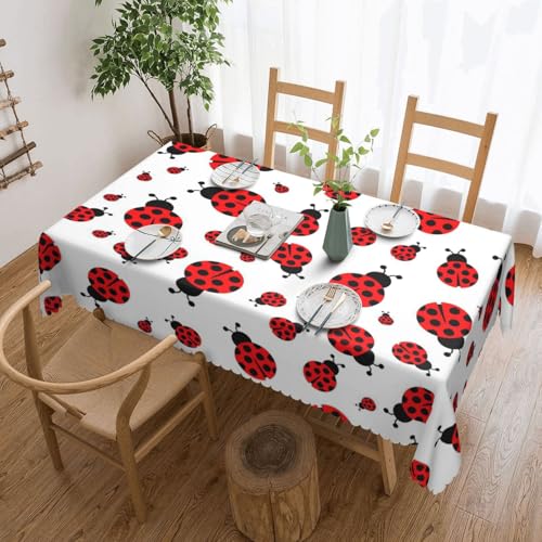 PQruop Elegante rechteckige Tischdecke mit Marienkäfer-Druck, perfekt für Esszimmer, Picknick, Kamin und Partytische PQruop Elegante rechteckige Tischdecke mit Marienkäfer-Druck, perfekt für Esszimmer, Picknick, Kamin und Partytische von PQruop