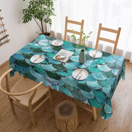 PQruop Elegante rechteckige Tischdecke mit Meerjungfrauen-Druck, perfekt für Essen, Picknick, Kamin und Partytische von PQruop