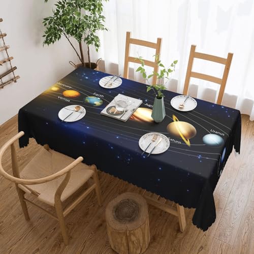 PQruop Elegante rechteckige Tischdecke mit Motiv "Exploring The Sonnensystem", perfekt für Esszimmer, Picknick, Kamin und Partytische von PQruop