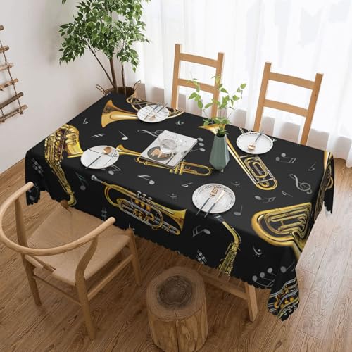 PQruop Elegante rechteckige Tischdecke mit Musikinstrumenten, perfekt für Esszimmer, Picknick, Kamin und Partytische von PQruop