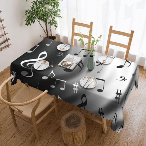 PQruop Elegante rechteckige Tischdecke mit Musiknoten-Druck, perfekt für Esszimmer, Picknick, Kamin und Partytische PQruop Elegante rechteckige Tischdecke mit Musiknoten-Druck, perfekt für Esszimmer, Picknick, Kamin und Partytische von PQruop