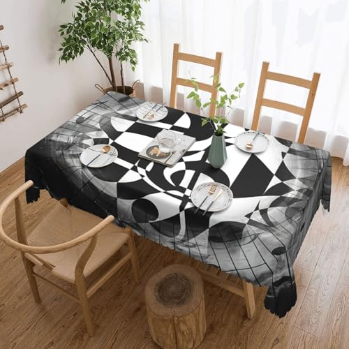 PQruop Elegante rechteckige Tischdecke mit Musikschlüssel-Motiv, perfekt für Esszimmer, Picknick, Kamin und Partytische von PQruop