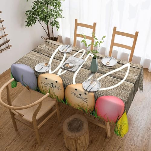 PQruop Elegante rechteckige Tischdecke mit Ostereierhasen-Druck, perfekt für Esszimmer, Picknick, Kamin und Partytische PQruop Elegante rechteckige Tischdecke mit Ostereierhasen-Druck, perfekt für Esszimmer, Picknick, Kamin und Partytische von PQruop