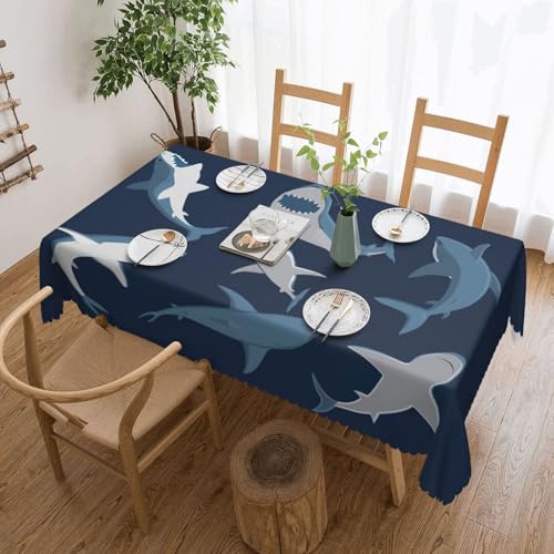 PQruop Elegante rechteckige Tischdecke mit Ozeanhai-Druck, perfekt für Esszimmer, Picknick, Kamin und Partytische PQruop Elegante rechteckige Tischdecke mit Ozeanhai-Druck, perfekt für Esszimmer, Picknick, Kamin und Partytische von PQruop