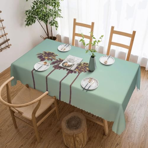 PQruop Elegante rechteckige Tischdecke mit Palmen-Druck, perfekt für Esszimmer, Picknick, Kamin und Partytische von PQruop