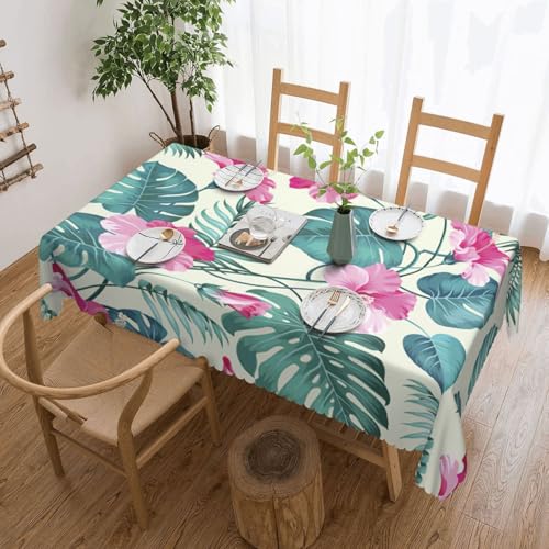 PQruop Elegante rechteckige Tischdecke mit Palmenblatt-Druck, perfekt für Esszimmer, Picknick, Kamin und Partytische von PQruop