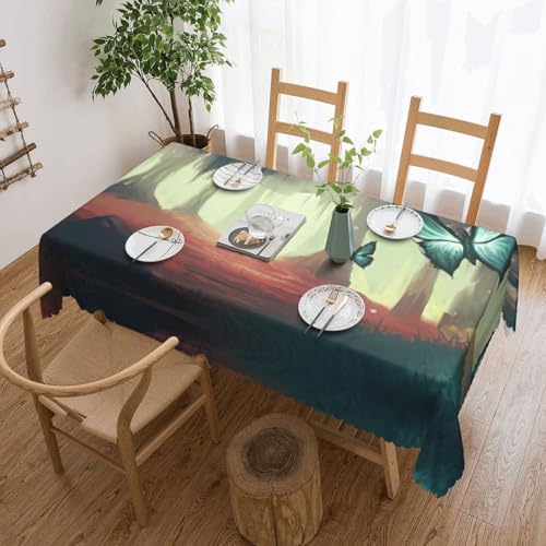 PQruop Elegante rechteckige Tischdecke mit Schmetterlings-Druck, perfekt für Esszimmer, Picknick, Kamin und Partytische von PQruop