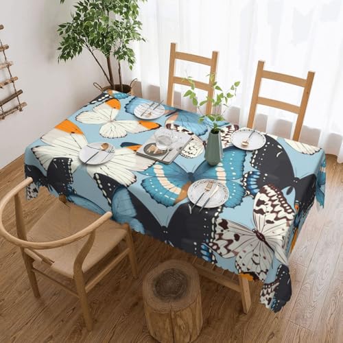 PQruop Elegante rechteckige Tischdecke mit Schmetterlingsdruck, perfekt für Essen, Picknick, Kamin und Partytische von PQruop