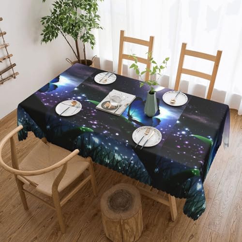 PQruop Elegante rechteckige Tischdecke mit Schmetterlingsmotiv, perfekt für Essen, Picknick, Kamin und Partytische von PQruop