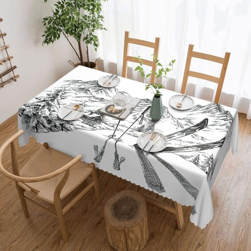 PQruop Elegante rechteckige Tischdecke mit Ski-Motiv, perfekt für Esszimmer, Picknick, Kamin und Partytische PQruop Elegante rechteckige Tischdecke mit Ski-Motiv, perfekt für Esszimmer, Picknick, Kamin und Partytische von PQruop