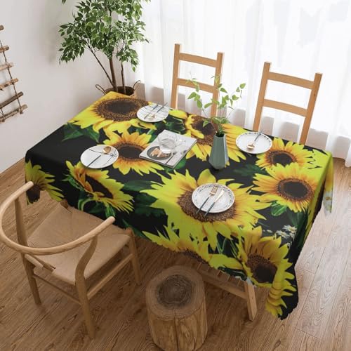 PQruop Elegante rechteckige Tischdecke mit Sonnenblumen-Motiv, perfekt für Esszimmer, Picknick, Kamin und Partytische von PQruop