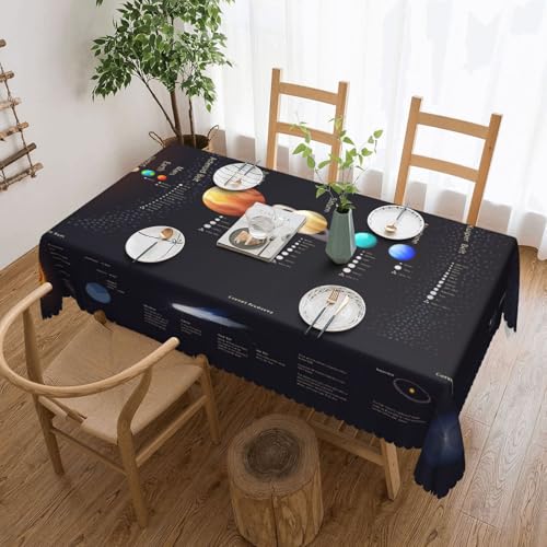 PQruop Elegante rechteckige Tischdecke mit Sonnensystem, Jupiter, Saturn-Druck, perfekt für Ess-, Picknick-, Kamin- und Partytische von PQruop