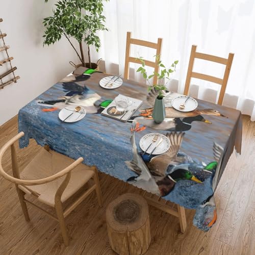 PQruop Elegante rechteckige Tischdecke mit Stockenten-Druck, perfekt für Ess-, Picknick-, Kamin- und Partytische von PQruop