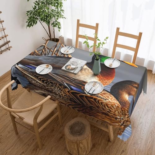 PQruop Elegante rechteckige Tischdecke mit Stockentendruck, perfekt für Essen, Picknick, Kamin und Partytische von PQruop