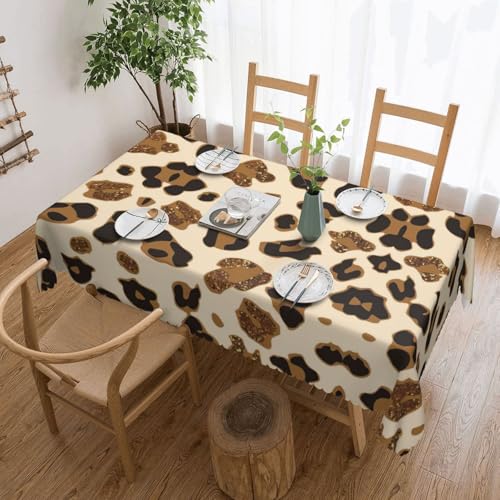 PQruop Elegante rechteckige Tischdecke mit Tier-Leopardenmuster, perfekt für Essen, Picknick, Kamin und Partytische von PQruop