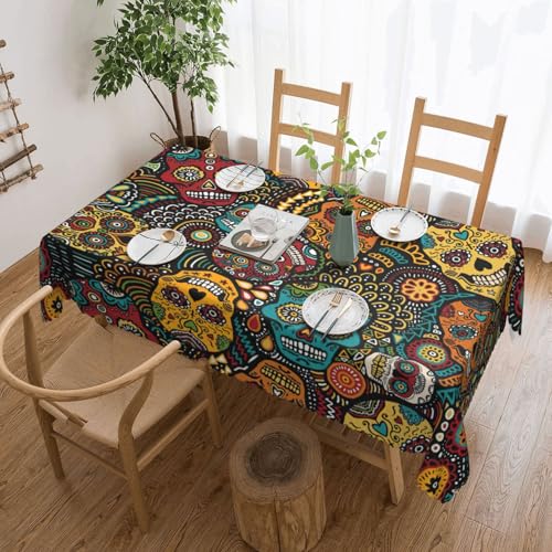 PQruop Elegante rechteckige Tischdecke mit Totenkopf-Druck, perfekt für Esszimmer, Picknick, Kamin und Partytische PQruop Elegante rechteckige Tischdecke mit Totenkopf-Druck, perfekt für Esszimmer, Picknick, Kamin und Partytische von PQruop