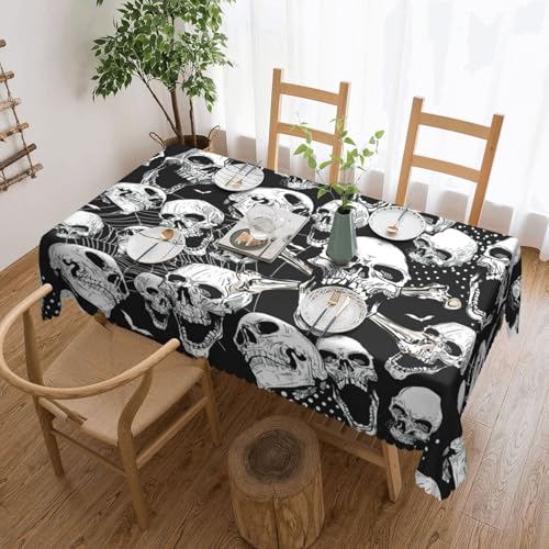 PQruop Elegante rechteckige Tischdecke mit Totenkopf-Hintergrund, perfekt für Esszimmer, Picknick, Kamin und Partytische von PQruop