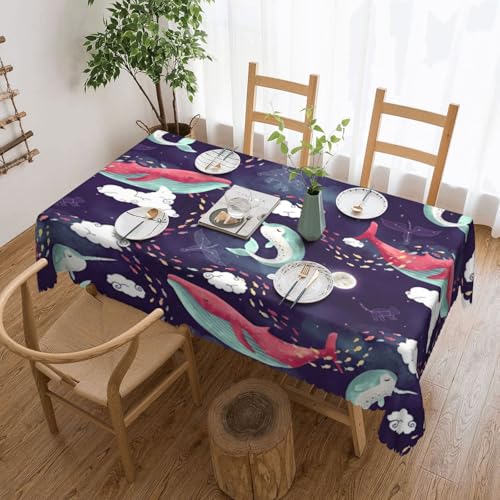 PQruop Elegante rechteckige Tischdecke mit Wal-Druck, perfekt für Esszimmer, Picknick, Kamin und Partytische von PQruop