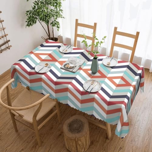 PQruop Elegante rechteckige Tischdecke mit Zick-Zack-Linien-Druck, perfekt für Esszimmer, Picknick, Kamin und Partytische von PQruop