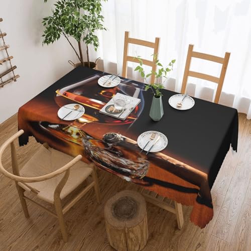 PQruop Elegante rechteckige Tischdecke mit Zigarren- und Whiskey-Druck, perfekt für Esszimmer, Picknick, Kamin und Partytische von PQruop