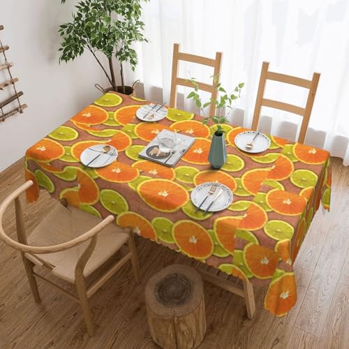 PQruop Elegante rechteckige Tischdecke mit Zitronen- und Orangen-Druck, perfekt für Ess-, Picknick-, Kamin- und Partytische von PQruop