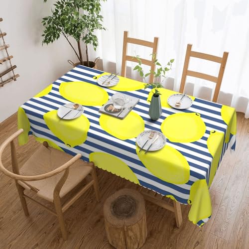 PQruop Elegante rechteckige Tischdecke mit Zitronenmuster, perfekt für Esszimmer, Picknick, Kamin und Partytische von PQruop