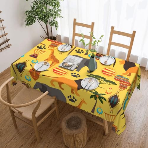 PQruop Elegante rechteckige Tischdecke mit afrikanischem Elefanten-Druck, perfekt für Essen, Picknick, Kamin und Partytische von PQruop