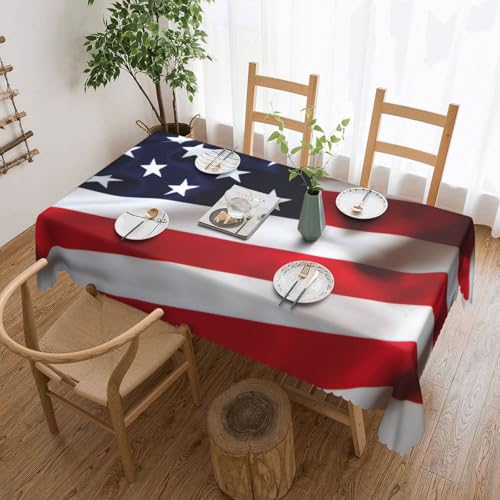 PQruop Elegante rechteckige Tischdecke mit amerikanischer Flagge, perfekt für Essen, Picknick, Kamin und Partytische von PQruop