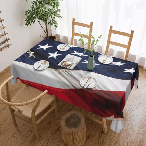 PQruop Elegante rechteckige Tischdecke mit amerikanischer Flagge, perfekt für Esszimmer, Picknick, Kamin und Partytische von PQruop