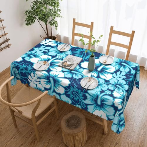 PQruop Elegante rechteckige Tischdecke mit blauem Blumendruck, perfekt für Esszimmer, Picknick, Kamin und Partytische von PQruop