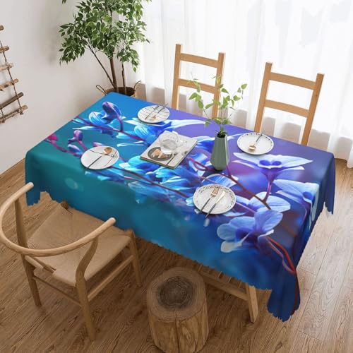 PQruop Elegante rechteckige Tischdecke mit buntem Orchideen-Blumendruck, perfekt für Esszimmer, Picknick, Kamin und Partytische von PQruop