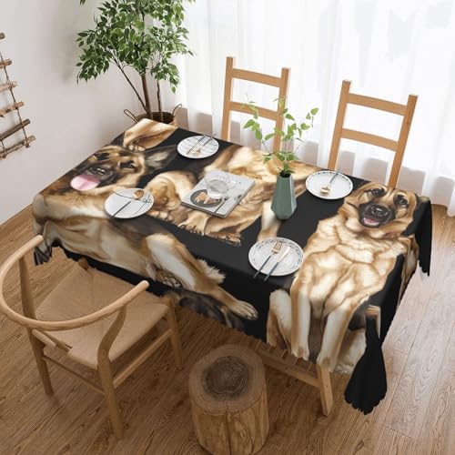 PQruop Elegante rechteckige Tischdecke mit deutschem Schäferhund, perfekt für Essen, Picknick, Kamin und Partytische von PQruop