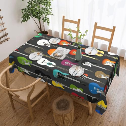 PQruop Elegante rechteckige Tischdecke mit farbigem Akustik- und Gitarrendruck, perfekt für Esszimmer, Picknick, Kamin und Partytische von PQruop