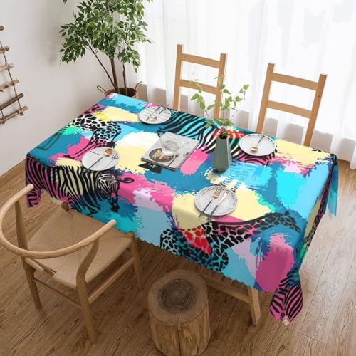 PQruop Elegante rechteckige Tischdecke mit farbigem Zebramuster, perfekt für Esszimmer, Picknick, Kamin und Partytische PQruop Elegante rechteckige Tischdecke mit farbigem Zebramuster, perfekt für Esszimmer, Picknick, Kamin und Partytische von PQruop