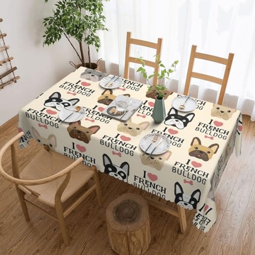 PQruop Elegante rechteckige Tischdecke mit französischer Bulldogge, perfekt für Esszimmer, Picknick, Kamin und Partytische von PQruop