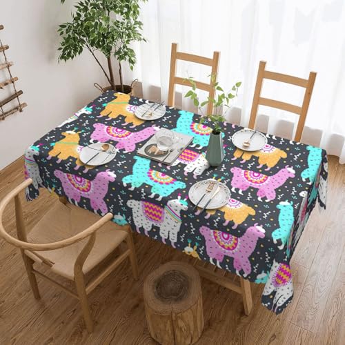 PQruop Elegante rechteckige Tischdecke mit indischem Alpaka-Druck, perfekt für Esszimmer, Picknick, Kamin und Partytische von PQruop