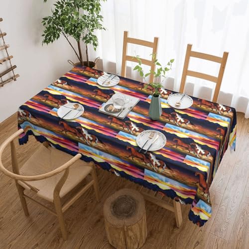 PQruop Elegante rechteckige Tischdecke mit laufendem Pferde-Druck, perfekt für Essen, Picknick, Kamin und Partytische PQruop Elegante rechteckige Tischdecke mit laufendem Pferde-Druck, perfekt für Essen, Picknick, Kamin und Partytische von PQruop