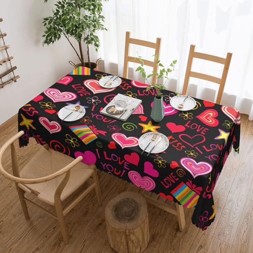 PQruop Elegante rechteckige Tischdecke mit mehreren Symbolen, perfekt für Esszimmer, Picknick, Kamin und Partytische PQruop Elegante rechteckige Tischdecke mit mehreren Symbolen, perfekt für Esszimmer, Picknick, Kamin und Partytische von PQruop
