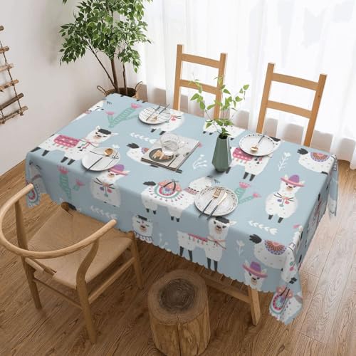 PQruop Elegante rechteckige Tischdecke mit niedlichem Alpaka-Druck, perfekt für Esszimmer, Picknick, Kamin und Partytische von PQruop