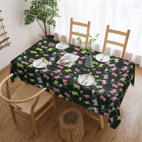 PQruop Elegante rechteckige Tischdecke mit niedlichem Mausdruck, perfekt für Essen, Picknick, Kamin und Partytische von PQruop