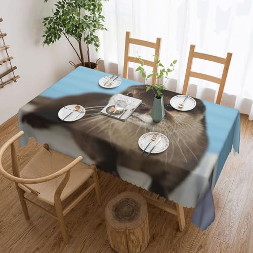 PQruop Elegante rechteckige Tischdecke mit niedlichem Otter-Druck, perfekt für Essen, Picknick, Kamin und Partytische PQruop Elegante rechteckige Tischdecke mit niedlichem Otter-Druck, perfekt für Essen, Picknick, Kamin und Partytische von PQruop