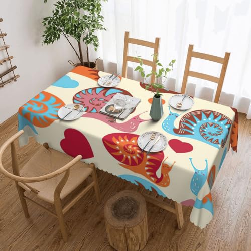 PQruop Elegante rechteckige Tischdecke mit niedlichem Schneckenmuster, perfekt für Essen, Picknick, Kamin und Partytische von PQruop