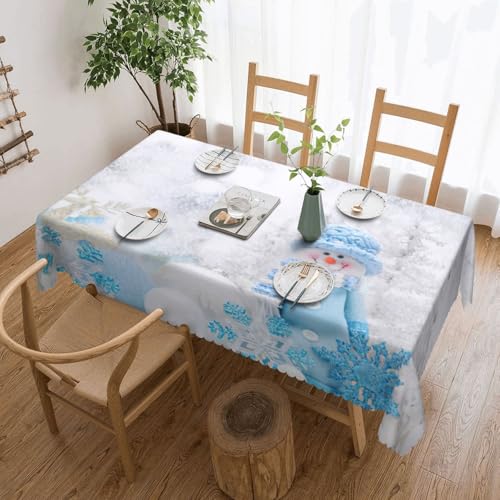 PQruop Elegante rechteckige Tischdecke mit niedlichem Schneemann-Druck, perfekt für Esszimmer, Picknick, Kamin und Partytische von PQruop