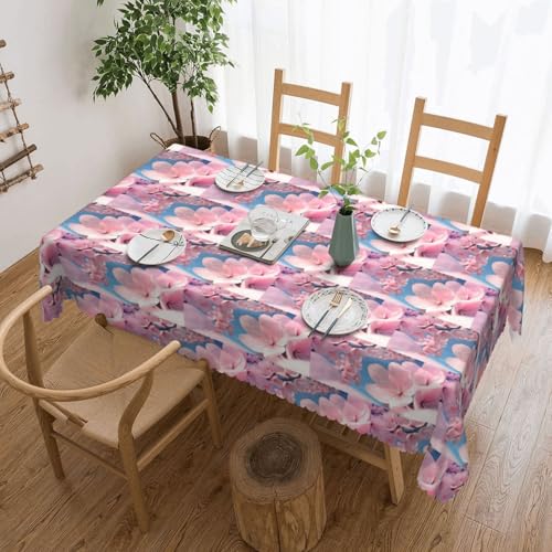 PQruop Elegante rechteckige Tischdecke mit rosa Kirschblüten, perfekt für Esszimmer, Picknick, Kamin und Partytische von PQruop