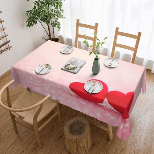 PQruop Elegante rechteckige Tischdecke mit rotem Herz-Glitzer-Druck, perfekt für Essen, Picknick, Kamin und Partytische PQruop Elegante rechteckige Tischdecke mit rotem Herz-Glitzer-Druck, perfekt für Essen, Picknick, Kamin und Partytische von PQruop