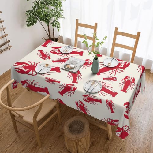 PQruop Elegante rechteckige Tischdecke mit rotem Hummer-Druck, perfekt für Esszimmer, Picknick, Kamin und Partytische PQruop Elegante rechteckige Tischdecke mit rotem Hummer-Druck, perfekt für Esszimmer, Picknick, Kamin und Partytische von PQruop