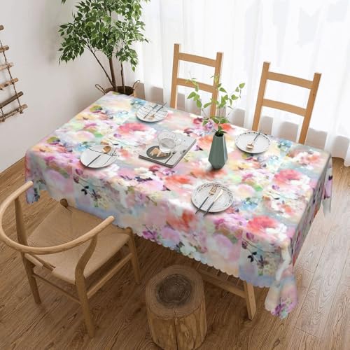 PQruop Elegante rechteckige Tischdecke mit schönem rosa Blumendruck, perfekt für Esszimmer, Picknick, Kamin und Partytische PQruop Elegante rechteckige Tischdecke mit schönem rosa Blumendruck, perfekt für Esszimmer, Picknick, Kamin und Partytische von PQruop