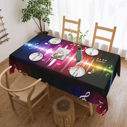 PQruop Elegante rechteckige Tischdecke mit springenden Musiknoten, perfekt für Ess-, Picknick-, Kamin- und Partytische von PQruop